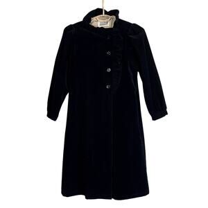 VINTAGE Maharishi MHI Black Victorian Overcoat 12 car coat lady coat ruffle